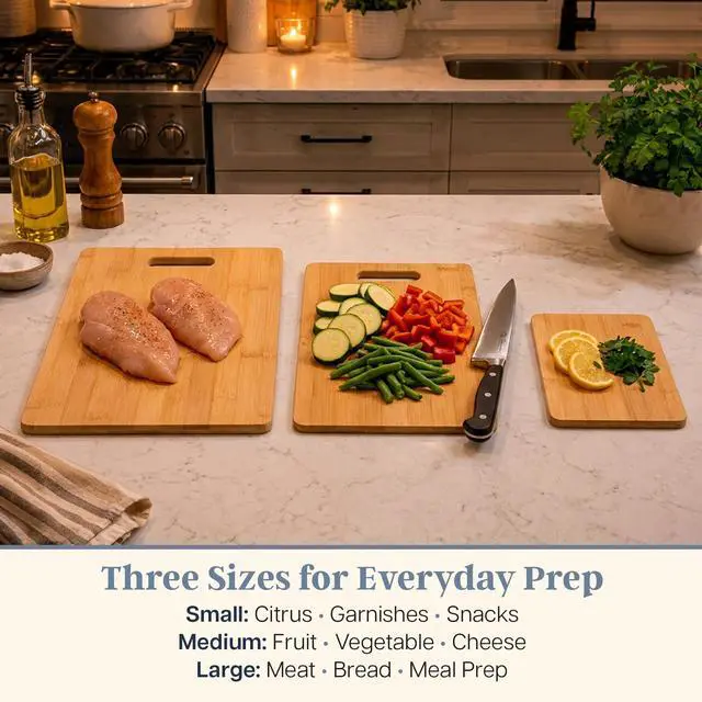 Alt view image 2 of 7 - Cutting Board Set, 3 Reversible Cutting Boards for Kitchen
