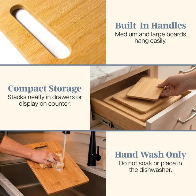Alt view image 6 of 7 - Cutting Board Set, 3 Reversible Cutting Boards for Kitchen