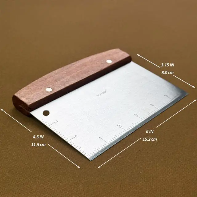 Alt view image 2 of 7 - Multipurpose Bench Scraper Kitchen Utensil for Flat Top Griddle, Dough Scraper Cutter for Bread and Pizza Cutter - Stainless Steel Metal Griddle Scraper Chopper