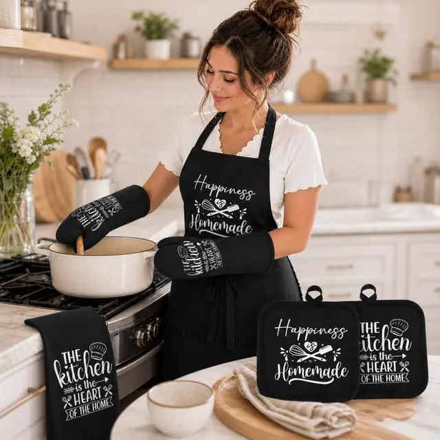 Alt view image 2 of 6 - 6 Pcs Kitchen Decor Accessories Set, Kitchen, Black