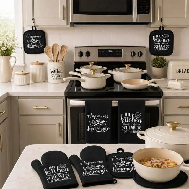 Alt view image 4 of 6 - 6 Pcs Kitchen Decor Accessories Set, Kitchen, Black