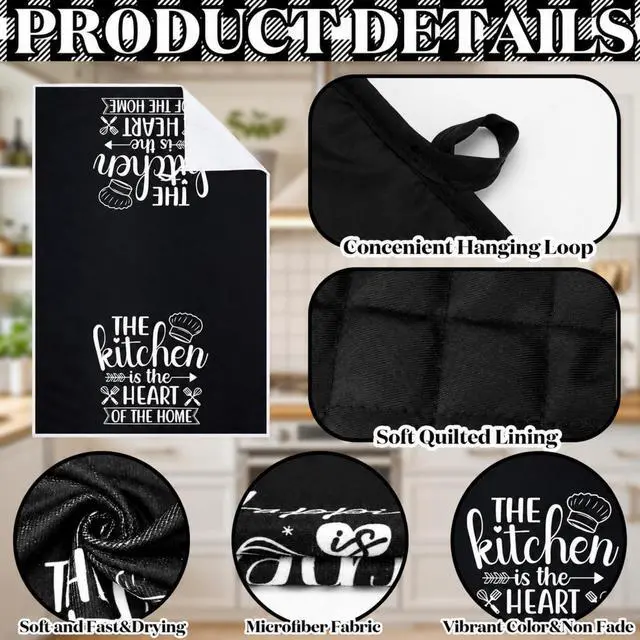 Alt view image 5 of 6 - 6 Pcs Kitchen Decor Accessories Set, Kitchen, Black
