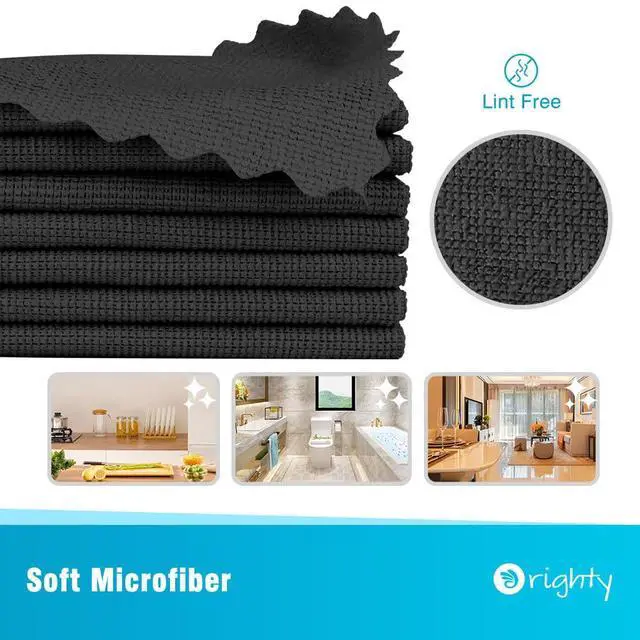 Alt view image 2 of 7 - Microfiber Cleaning Cloth - 24 Pack, Black Cleaning Rags 12x11 inch