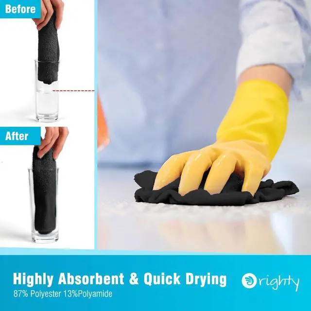 Alt view image 3 of 7 - Microfiber Cleaning Cloth - 24 Pack, Black Cleaning Rags 12x11 inch