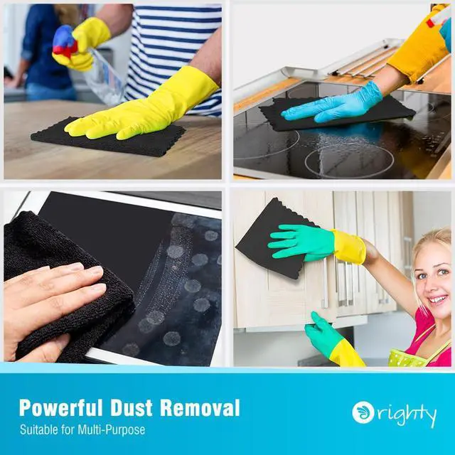 Alt view image 4 of 7 - Microfiber Cleaning Cloth - 24 Pack, Black Cleaning Rags 12x11 inch