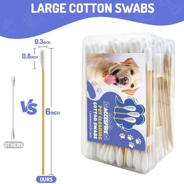 Alt view image 6 of 6 - 200PCS Large Cotton Swabs in Storage Box, 6 Inch Dog Ear Swabs