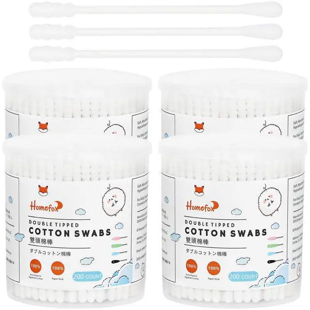 Main image of Cotton Swabs Spiral - 800 Count Organic Cotton Buds Double Side Tightly Wrapped Cotton Tips Paper Stick Soft Gentle Lint-Free Cruelty-Free, Round & Spiral (White)
