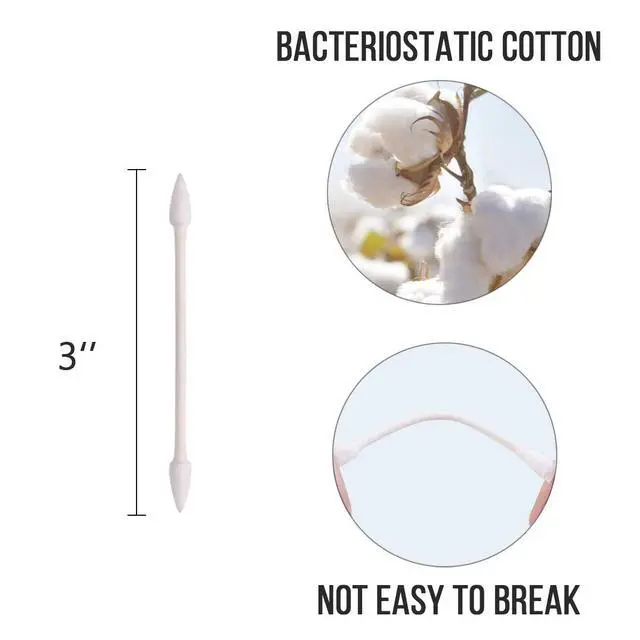 Alt view image 2 of 7 - Precision Tip Cotton Swabs for Makeup,800 Count Double-Tipped Cotton Swabs with Paper Stick, 4 Packs, 200 Pieces 1 Pack (Pointed Shape)