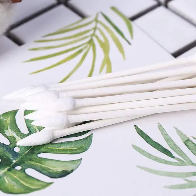 Alt view image 7 of 7 - Precision Tip Cotton Swabs for Makeup,800 Count Double-Tipped Cotton Swabs with Paper Stick, 4 Packs, 200 Pieces 1 Pack (Pointed Shape)