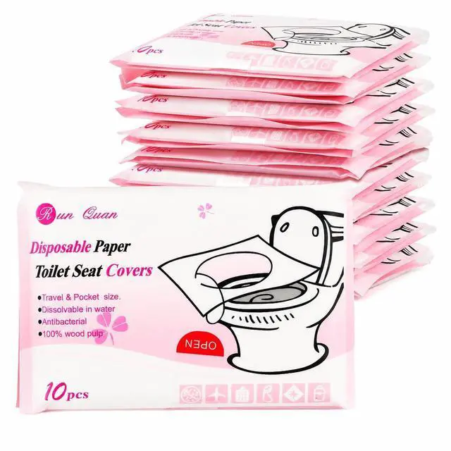 Main image of 100 Pcs XL Toilet Seat Covers Disposable Flushable Paper for Potty Training | Travel Essentials for Adults & Kids, Perfect for Public Restrooms, Airplanes, Camping, Festivals