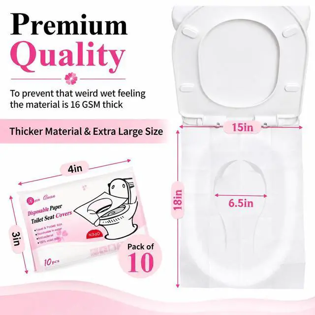 Alt view image 2 of 6 - 100 Pcs XL Toilet Seat Covers Disposable Flushable Paper for Potty Training | Travel Essentials for Adults & Kids, Perfect for Public Restrooms, Airplanes, Camping, Festivals
