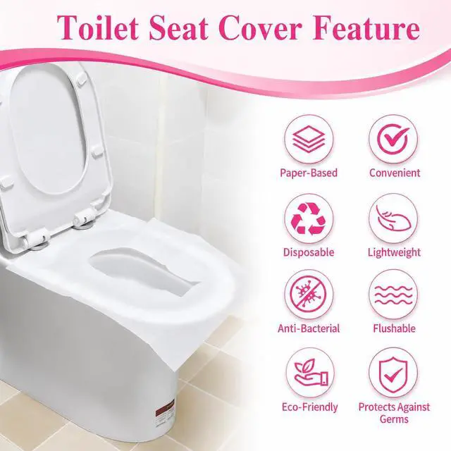 Alt view image 3 of 6 - 100 Pcs XL Toilet Seat Covers Disposable Flushable Paper for Potty Training | Travel Essentials for Adults & Kids, Perfect for Public Restrooms, Airplanes, Camping, Festivals