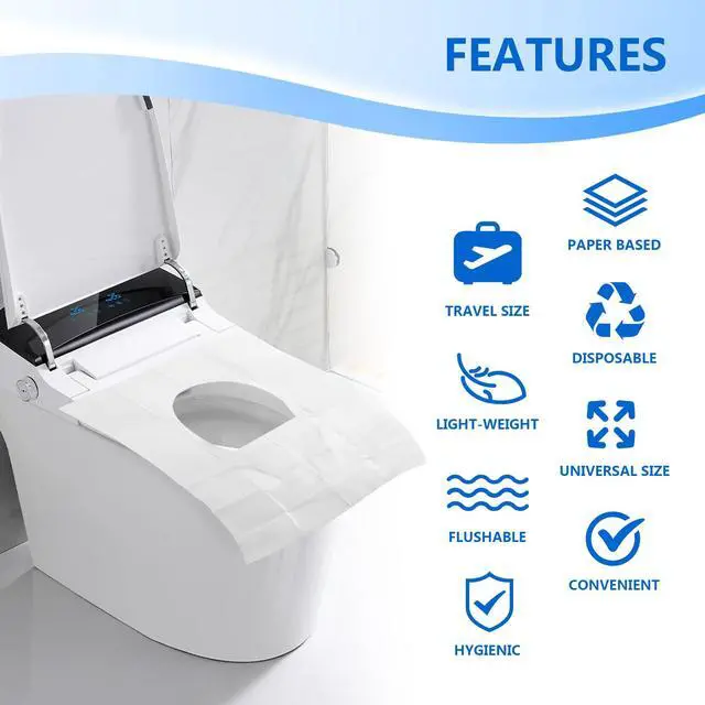 Alt view image 4 of 7 - Toilet Seat Covers 120 Pack, Flushable Water Soluble, Biodegradable | Disposable Septic Safe for Adult & Kids Potty Training, Travel, Airplane & Public Restrooms