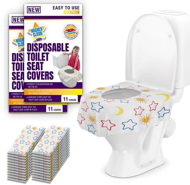 Main image of 22-Pack Disposable Toilet Seat Covers - XL Waterproof Potty Covers for Toddlers, Kids & Adults - Travel, Public Restrooms, Airplane, Potty Training