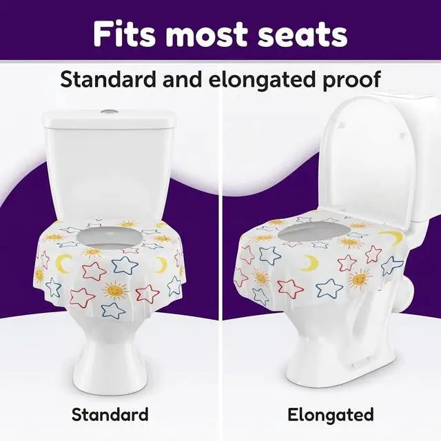 Alt view image 4 of 6 - 22-Pack Disposable Toilet Seat Covers - XL Waterproof Potty Covers for Toddlers, Kids & Adults - Travel, Public Restrooms, Airplane, Potty Training