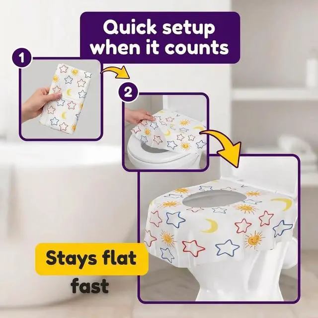 Alt view image 5 of 6 - 22-Pack Disposable Toilet Seat Covers - XL Waterproof Potty Covers for Toddlers, Kids & Adults - Travel, Public Restrooms, Airplane, Potty Training