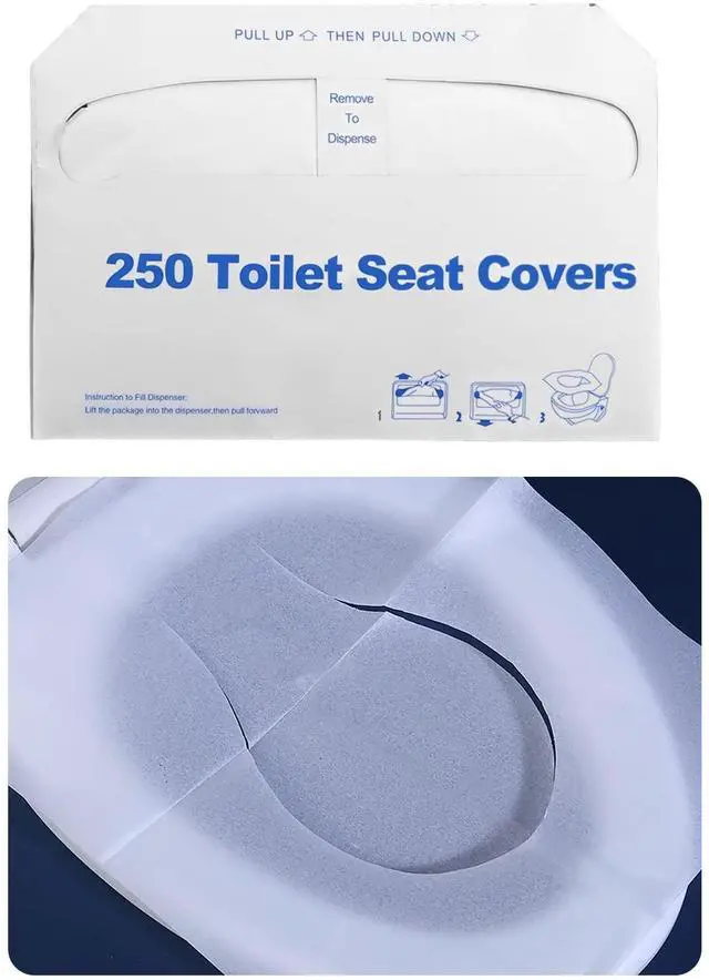 Main image of Toilet Seat Covers Disposable, 250 Pcs Flushable Disposable Toilet Seat Covers, Half-Fold Paper Toilet Liners for Travel, Airplane, Public Restrooms, Road Trips, Camping, Potty Training