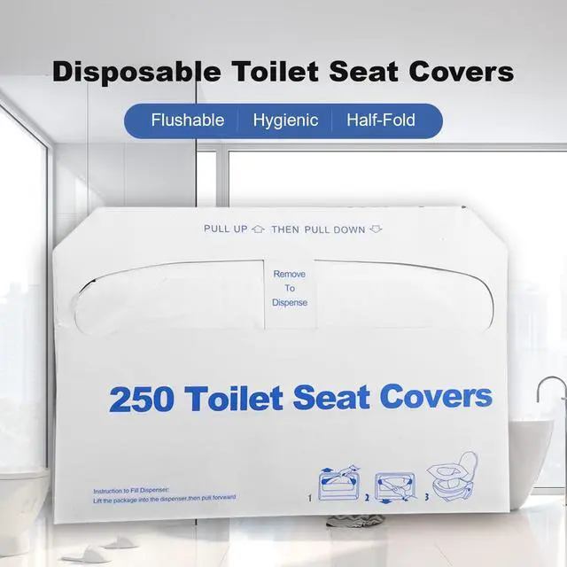 Alt view image 3 of 7 - Toilet Seat Covers Disposable, 250 Pcs Flushable Disposable Toilet Seat Covers, Half-Fold Paper Toilet Liners for Travel, Airplane, Public Restrooms, Road Trips, Camping, Potty Training
