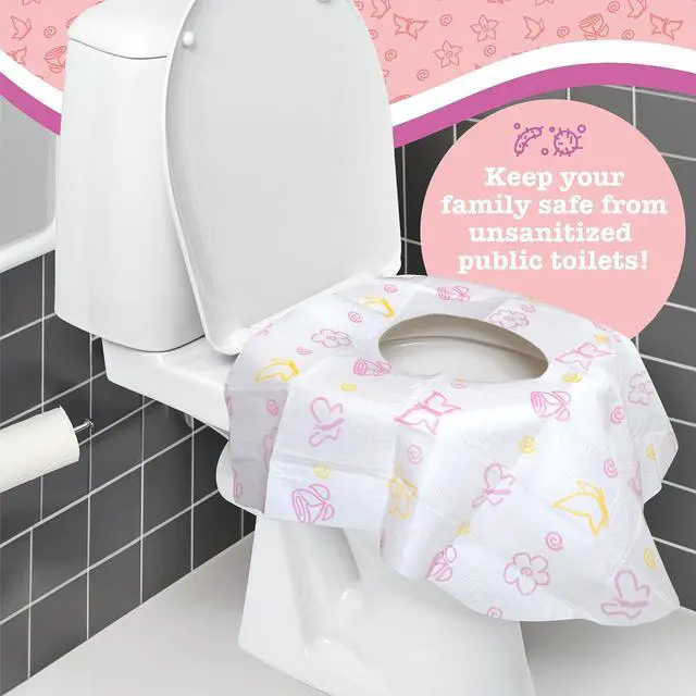 Alt view image 2 of 7 - Waterproof Disposable Toilet Seat Covers, Floral 20 Pack | XL Toilet Covers for Toddlers, Kids & Adults, Portable & Individually Wrapped for Travel, Potty Training, & Public Restrooms