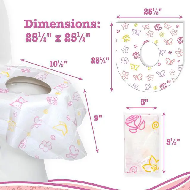 Alt view image 6 of 7 - Waterproof Disposable Toilet Seat Covers, Floral 20 Pack | XL Toilet Covers for Toddlers, Kids & Adults, Portable & Individually Wrapped for Travel, Potty Training, & Public Restrooms