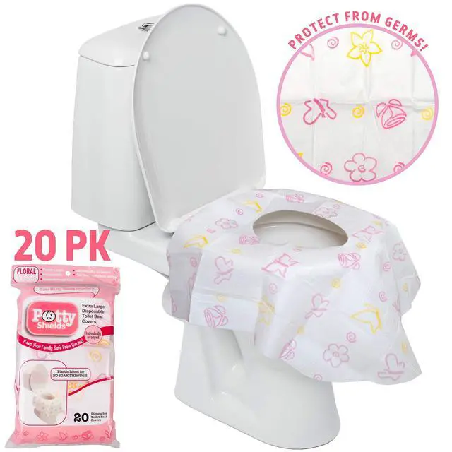 Alt view image 7 of 7 - Waterproof Disposable Toilet Seat Covers, Floral 20 Pack | XL Toilet Covers for Toddlers, Kids & Adults, Portable & Individually Wrapped for Travel, Potty Training, & Public Restrooms