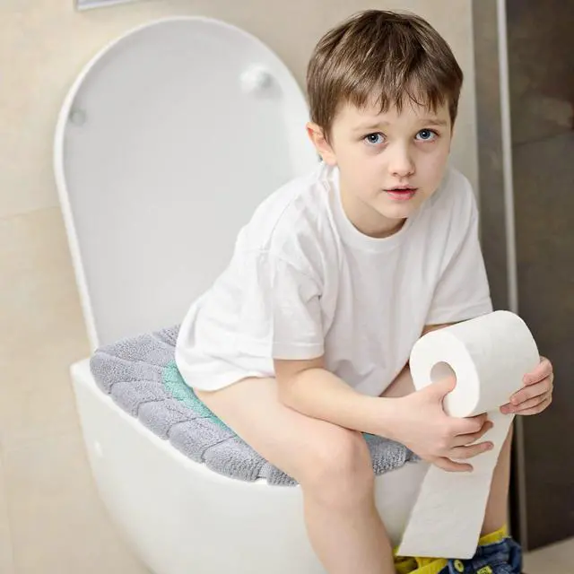 Alt view image 6 of 7 - 8 Pcs 11.8'' Thicker Bathroom Commode Seat Covers, Simple Colors | Stretchable Toilet Cushion Pads, Soft Fleece, Washable Universal Fit, Easy Install, Winter Warm for Home
