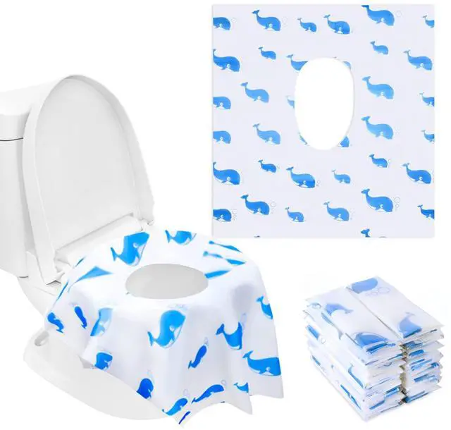 Main image of 20 Pack Toilet Seat Covers Disposable, Extra Large Potty Training Liners | Individually Wrapped, w/ Non-Slip Adhesives, Non-Flushable, for Kids, Toddlers, Adults, Home, Restrooms, Travel - Blue