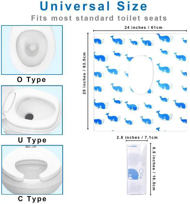 Alt view image 4 of 7 - 20 Pack Toilet Seat Covers Disposable, Extra Large Potty Training Liners | Individually Wrapped, w/ Non-Slip Adhesives, Non-Flushable, for Kids, Toddlers, Adults, Home, Restrooms, Travel - Blue