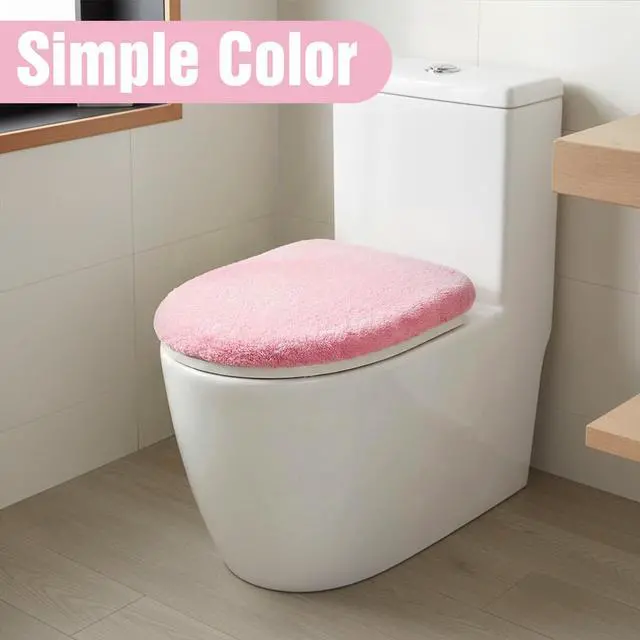 Alt view image 2 of 7 - Microfiber Toilet Lid Cover, Non-Slip Soft Toilet Cover Adjustable Toilets Seat Covers Absorbent Machine Washable Covers Elastic Fits Most Round Elongated Toilets Bathroom Decor