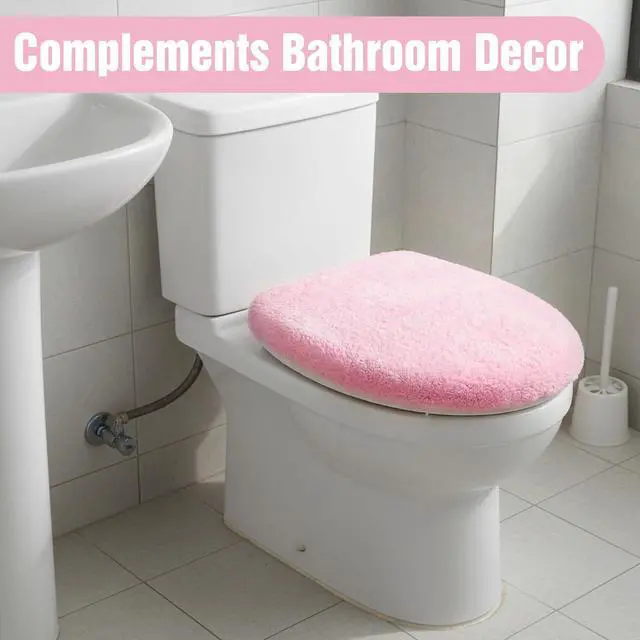 Alt view image 7 of 7 - Microfiber Toilet Lid Cover, Non-Slip Soft Toilet Cover Adjustable Toilets Seat Covers Absorbent Machine Washable Covers Elastic Fits Most Round Elongated Toilets Bathroom Decor