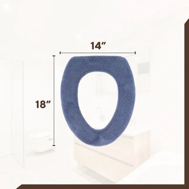 Alt view image 3 of 7 - Soft Toilet Seat Cover - Plush, Thick Fabric Toilet Seat Warmer for Round & Elongated 14x18" Toilet Seats - Reusable, Machine-Washable, Easy-Install - Gift-Ready Packaging - Infinity Blue