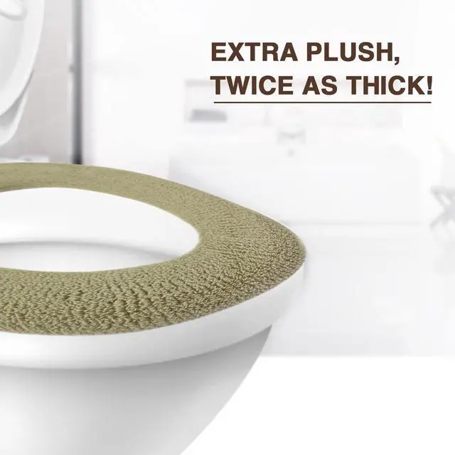 Alt view image 4 of 7 - Soft Toilet Seat Cover - Plush, Thick Fabric Toilet Seat Warmer for Round & Elongated 14x18" Toilet Seats - Reusable, Machine-Washable, Easy-Install - Gift-Ready Packaging - Infinity Blue