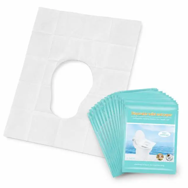 Main image of Toilet Seat Covers Disposable, 50 Pcs Flushable Paper Travel Accessories | Biodegradable, Individually Wrapped, Potty Training, Private Protect for Public Restrooms, Airplane, Camping, Festivals