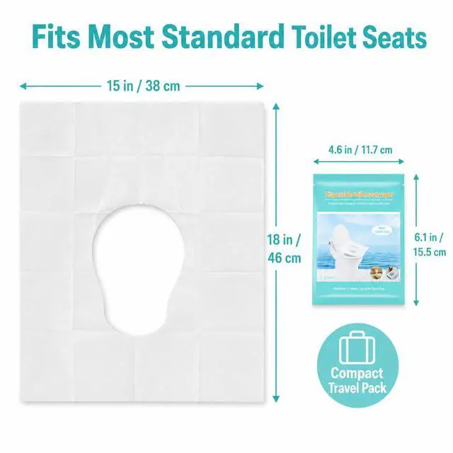 Alt view image 5 of 7 - Toilet Seat Covers Disposable, 50 Pcs Flushable Paper Travel Accessories | Biodegradable, Individually Wrapped, Potty Training, Private Protect for Public Restrooms, Airplane, Camping, Festivals