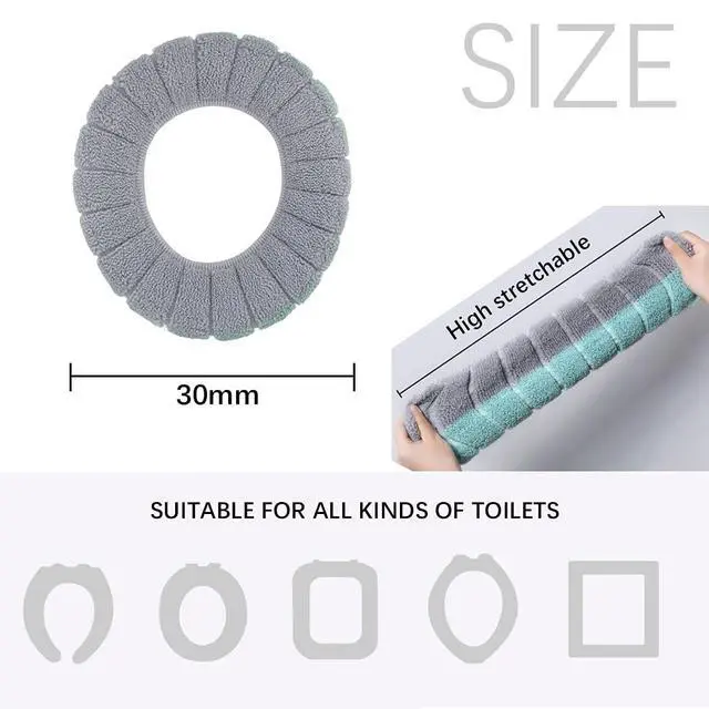 Alt view image 2 of 7 - 4Pcs Soft Toilet Seat Cover Pads Thicker Warmer Stretchable Washable Cloth Toilet Fits All Oval Toilet Seats