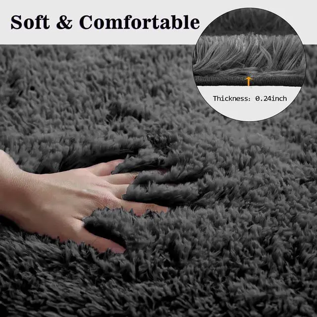 Alt view image 3 of 4 - Black Bathroom Rugs Sets 3Piece Bath Mat Solid Bath Rug Floor Mats Washable Shower Rug with U-Shaped Contour Rug Toilet Lid Cover
