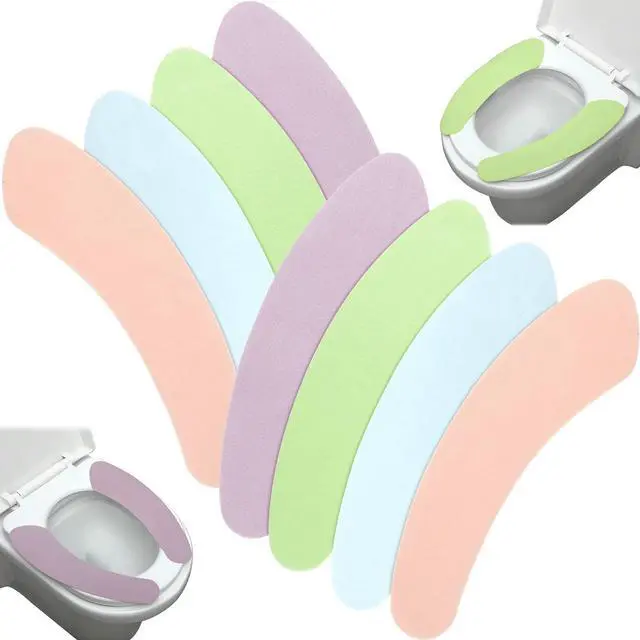 Main image of 8 Pairs Bathroom Warmer Toilet Seat Cover Pads Washable and Reusable Toilet Seat Cushion Pad Warmer Cover Upgraded Cushion for Winter Bathroom, 4 Colors