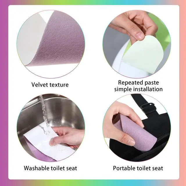 Alt view image 5 of 7 - 8 Pairs Bathroom Warmer Toilet Seat Cover Pads Washable and Reusable Toilet Seat Cushion Pad Warmer Cover Upgraded Cushion for Winter Bathroom, 4 Colors