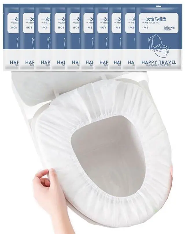Main image of Disposable Non-woven Toilet Pad Water Proof Toilet Cover Portable Travel Hotel Toilet Seat Cover 11 Pieces Thickened Version (white)