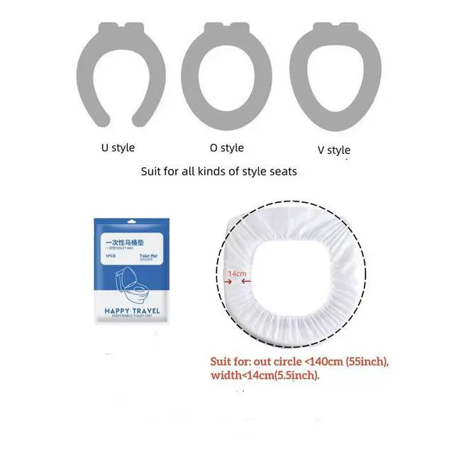 Alt view image 3 of 7 - Disposable Non-woven Toilet Pad Water Proof Toilet Cover Portable Travel Hotel Toilet Seat Cover 11 Pieces Thickened Version (white)