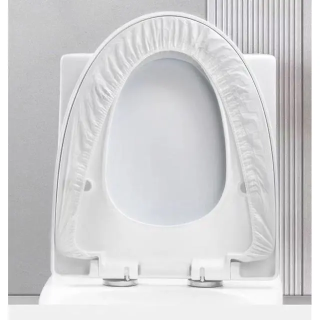 Alt view image 5 of 7 - Disposable Non-woven Toilet Pad Water Proof Toilet Cover Portable Travel Hotel Toilet Seat Cover 11 Pieces Thickened Version (white)