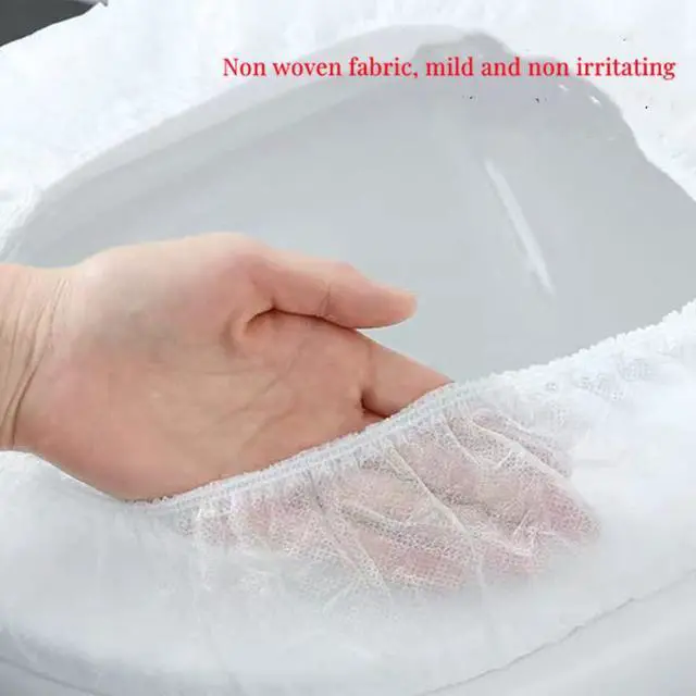 Alt view image 6 of 7 - Disposable Non-woven Toilet Pad Water Proof Toilet Cover Portable Travel Hotel Toilet Seat Cover 11 Pieces Thickened Version (white)