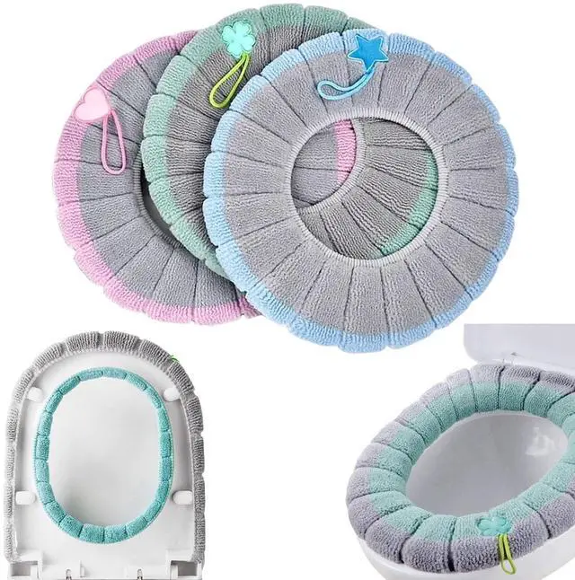 Main image of Soft Toilet Seat Cover Pads, Stretchable Washable Toilet Seat Cushion Cover with Handle, Comfortable Toilet Lid Seat Cover, Bathroom Toilet Accessories Set