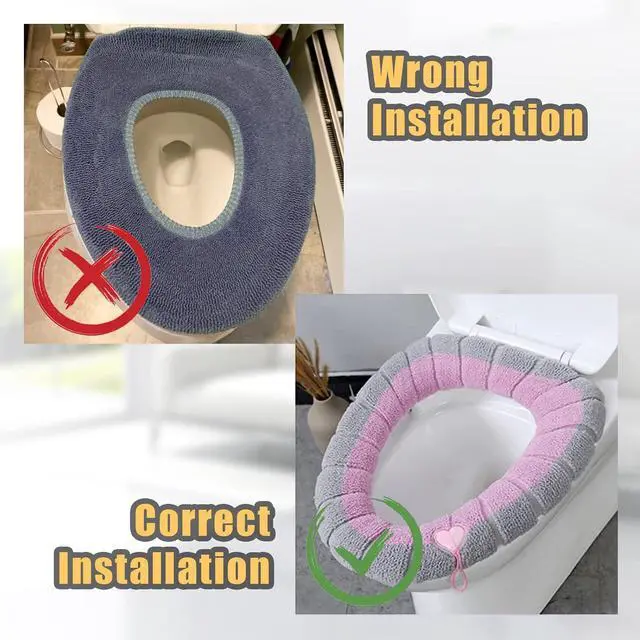 Alt view image 5 of 6 - Soft Toilet Seat Cover Pads, Stretchable Washable Toilet Seat Cushion Cover with Handle, Comfortable Toilet Lid Seat Cover, Bathroom Toilet Accessories Set
