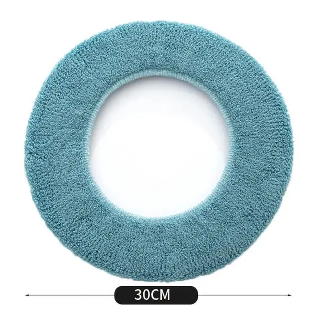 Alt view image 2 of 5 - 3Pcs/Pack Bathroom Soft Thicker Warmer Stretchable Washable Cloth Toilet Seat Cover Pads (Light Purple, Dark Green, Gray)