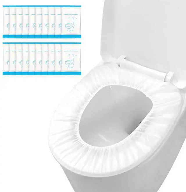 Main image of 20 Pack Disposable Toilet Seat Cover | Waterproof, Non-Woven Fabric, For Travel, Outing, Hotel, Hospital, Public Toilet, Individual Package