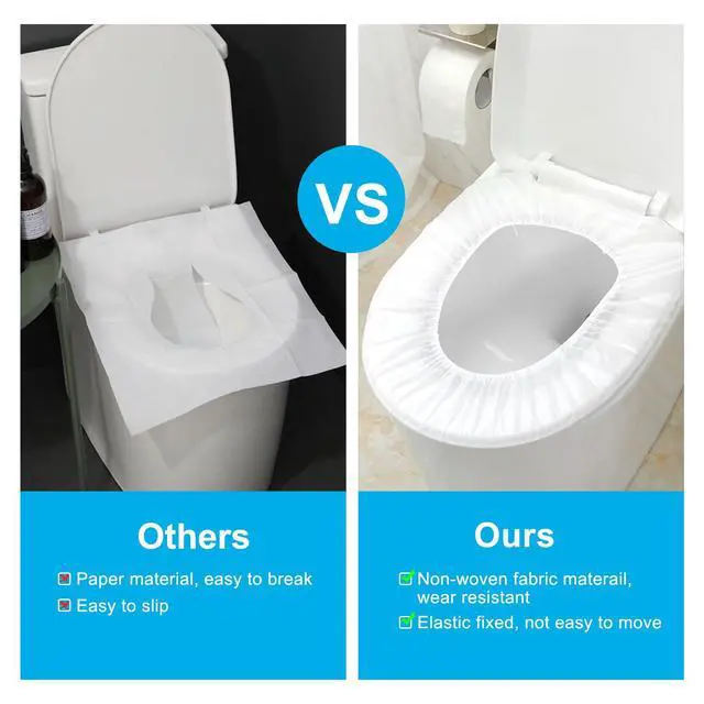 Alt view image 5 of 7 - 20 Pack Disposable Toilet Seat Cover | Waterproof, Non-Woven Fabric, For Travel, Outing, Hotel, Hospital, Public Toilet, Individual Package