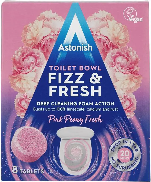 Main image of Foaming Pink Peony Toilet Bowl Cleaner Tablets, 8 Ct
