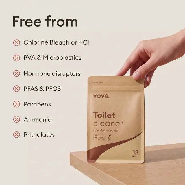Alt view image 7 of 7 - Probiotic Toilet Bowl Cleaner Tablets, 12 Count - Lime & Eucalyptus, Citric Acid + Oxygen Bleach Fizzing Formula, Dissolves Hard Water Stains & Limescale, Plant-Based, Septic Safe, Plastic-Free