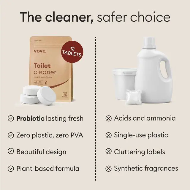 Alt view image 6 of 7 - Probiotic Toilet Bowl Cleaner Tablets, 12 Count - Lime & Eucalyptus, Citric Acid + Oxygen Bleach Fizzing Formula, Dissolves Hard Water Stains & Limescale, Plant-Based, Septic Safe, Plastic-Free